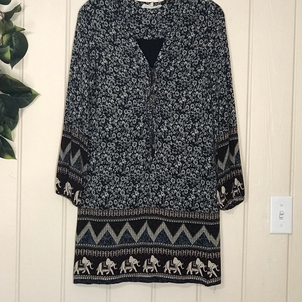 Ladies Altar’d State LS Multicolor Design Dress Elephants Flower Floral 
XS 0 2… - Picture 4 of 14